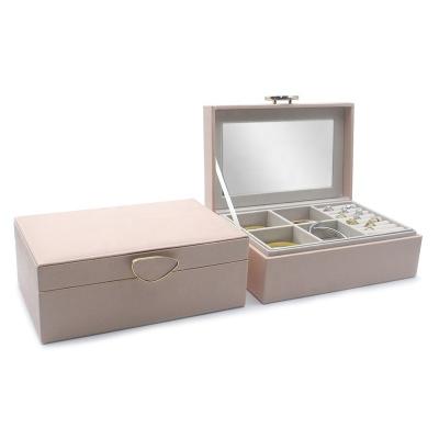 China Newest Big Mirror Organizer Jewel Box Custom Unique Metal Plate Ring Earring Necklace Organizer Storage Jewelry Case With Tray for sale