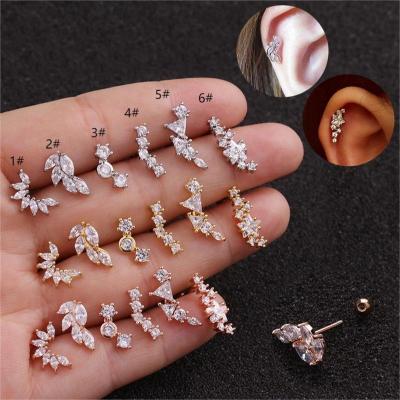 China FASHIONABLE Jewelry Wholesale Surgical Rhinestone Stainless Steel Eyebrow Bar Tongue Lip Nose Piercing Earings Hypoallergenic for sale