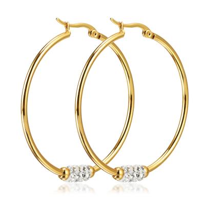 China Wholesale TRENDY Fashion Jewelry Earrings 18K Gold Plated Stainless Steel Trendy Big Earrings Party Wedding Circle Earrings For Women for sale