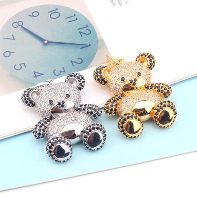 China Non Tarnish New Hip Hop High Quality Cartoon Bear Pendant Ice Out Rock Zircon Panda Pendant Necklace Animal Jewelry For Women Men for sale