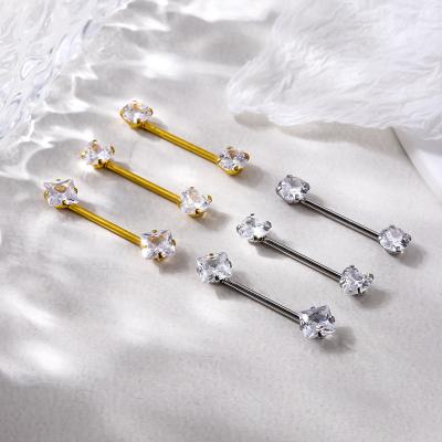 China New Arrival TRENDY Body Piercing For Women Stainless Steel Square Around Heart Shaped Zircon Nipple Rings Stud for sale