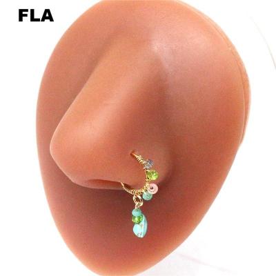 China New Fashionable Crystal Health Nose Piercing Stainless Steel Natural Stone Nose Rings With Nose Ring Bulk Wholesale Piercing Jewelry for sale