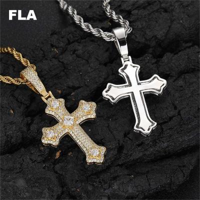 China Europe and America New Arrival Hip Hop Fashion Jewelry Women Men18k Cross Pendant Necklaces Gold Plated Jewelry Christian Cross Pendant Necklace for sale