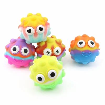 China Toy Pop Relief Stress Soft Fidget Toys PU Stress Balls Rainbow Sensory Push Bubble Toy For Kids for sale