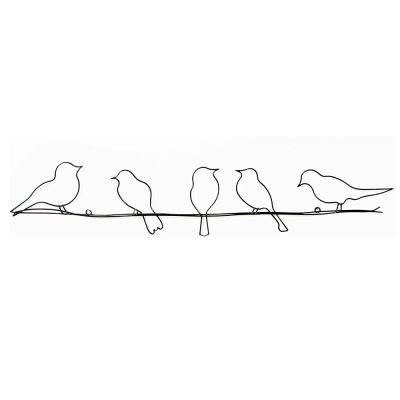 China Housewares Simple Design Nursery Decor Wire Birds Ornament Metal Wall Decor For Living Room for sale