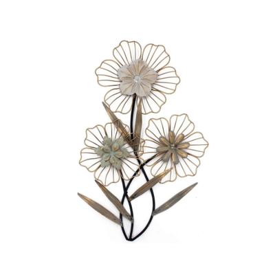 China Household Items Hanging Metal Wall Decor Flower 3d Wall Sculpture For Wall Art Home Decor for sale