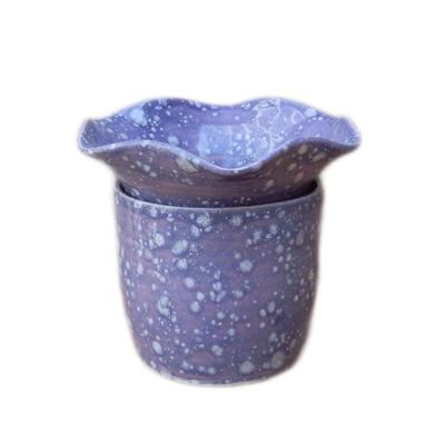 China Contemporary Two Part Ceramic Pottery Clay African Violet Self Watering Planter for sale