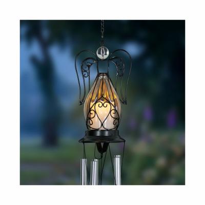 China World Metal Angel Crystal Solar Wind Chimes for Outdoor Sympathy Memorial Gift. for sale