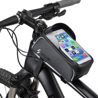 China IPX-6 Waterproof 6 Inch Cycling Front Tube Bag Waterproof Touch Screen Phone Bag for sale