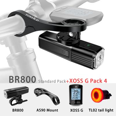 China IPX-6 Waterproof Cycle Lights Bike Front & Rear Light Sets Towild BR800 Bike Lights + AS90 Mount+ XOSS G Cycling Computer for sale