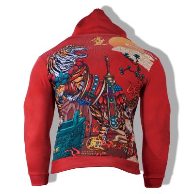 China Chinese Tiger Print Tops Red Tiger Zodiacs CUSTOM Men's Pullover Sweatshirt Unisex Luxury High Quality Waterproof Hoodie Wholesale for sale