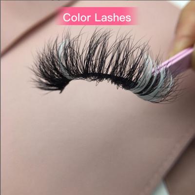 China Long 25 mm 3d eyelash super drametic premium high quality bulk rainbow mink lashes colored mink eyelashes for sale