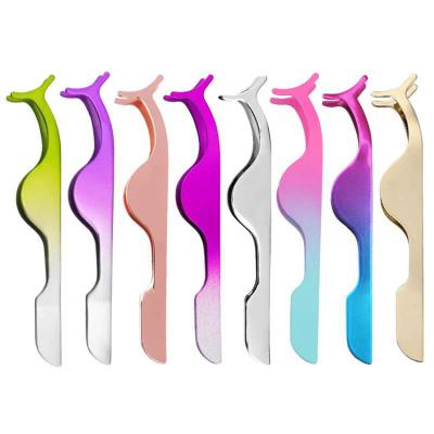 China Hot Selling Colorful Mermaid Eyelashes Flexible Stainless Steel Applicators Colorful Tweezers for sale