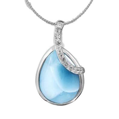 China Nickel-Free Lead-Free/handmade natural stone 925 Silver Larimar Gemstone Necklace Jewelry Blue Larimar Stones Bead Pendant Women Jewelry for sale