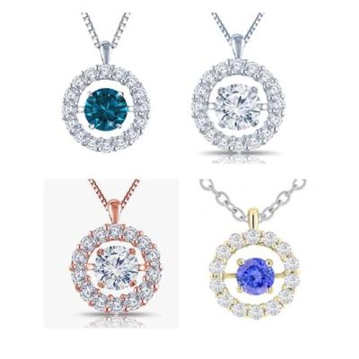 China Nickel-Free Lead-Free/handmade natural stone 14K White Gold Dance Cz Diamond Pendant Necklace Sterling Silver Halo Certified Round Solitaire Pendant Jewelry for sale