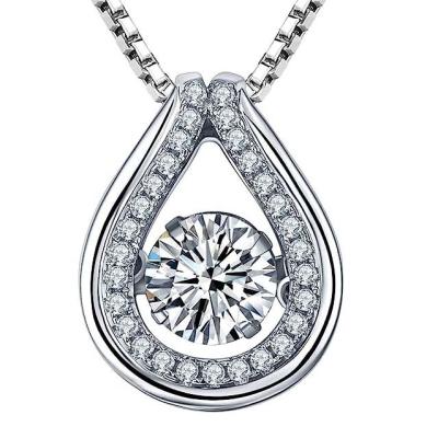 China Nickel-Free Lead-Free/handmade natural stone Customize Teardrop Necklace Sterling Silver Teardrop Dance Cz Diamond Pendant Halo Created Zirconia Jewelry for sale