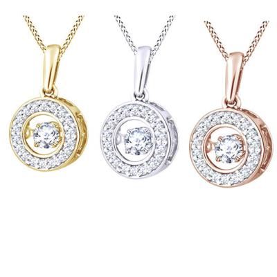 China Nickel-Free Lead-Free/handmade natural stone Vintage Handmade Dance Round Cut White Natural Diamond Halo Solitarie Pendant Silver Jewelry for sale