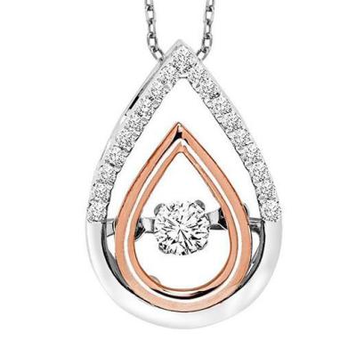 China Nickel-Free Lead-Free/handmade natural stone Customize Handmade Teardrop 925 Silver Two Tone Gold Dance Cz Diamond Rhythm of Love Pendant Necklace for sale