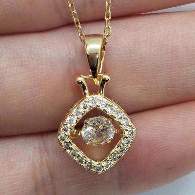 China Nickel-Free Lead-Free/handmade natural stone Solid 925 Sterling Silver Handmade Jewelry Moving Dance Cz Diamond Halo Pendant Necklace Jewelry for sale