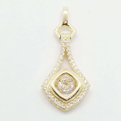 China Nickel-Free Lead-Free/handmade natural stone High Polish Handmade Sterling Silver Rhythm Of Love Pendant With Moving Center Diamond Pendant Jewelry for sale