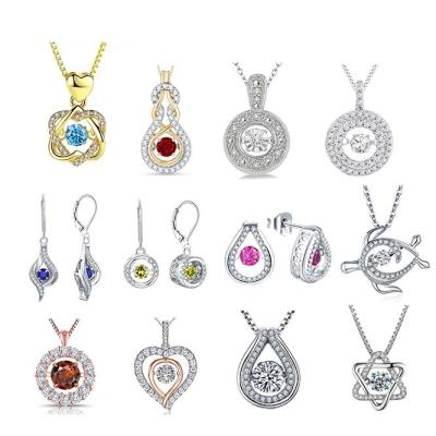 China Nickel-Free Lead-Free/handmade natural stone Wholesale Sterling Silver Moving Center Stone Bling Jewelry Custom Personal Halo Pendant Necklace For Women Gift for sale