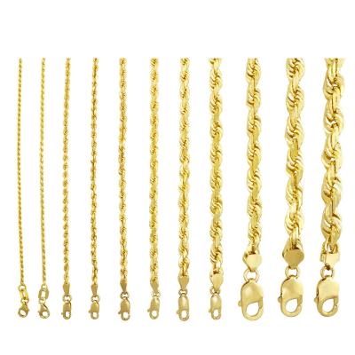 China Nickel-Free Lead-Free/handmade natural stone 2.5/3/4/5mm Different Size Twisted Link Hiphop Jewelry Stainless Steel Necklace For Women Men Gold Filled Rope Chain for sale