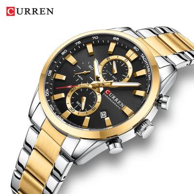 China Automatic Date CURREN 8445 Men Fashion Chronograph Gold Wristwatch Waterproof Quartz Movement Male Wristwatch Wristwatch for sale