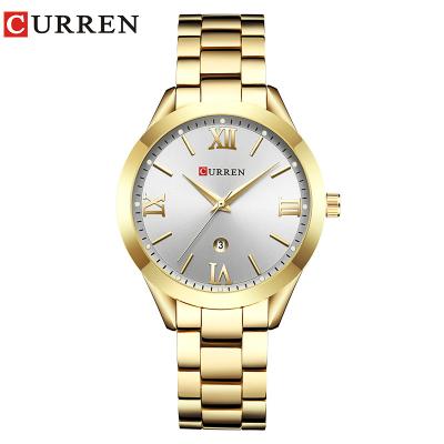 China CURREN 9007 Fashion Girls Watch Quartz Movement Waterproof Day/Date Gold Plated Wristwatches Women Quartz Watches Ladies Women for sale