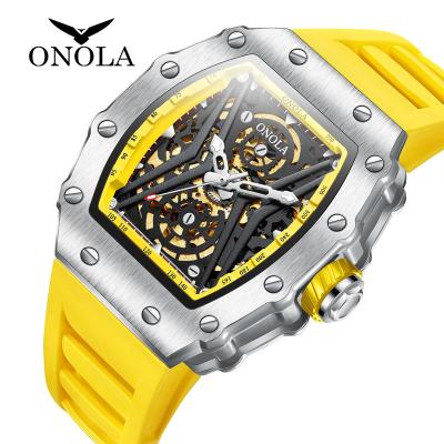 China Business Luxury Top Mechanical Skeleton Tonneau Wristwatches ONOLA 3828 Day/Date Brand Watches Men Automatic Wrist Watches for sale