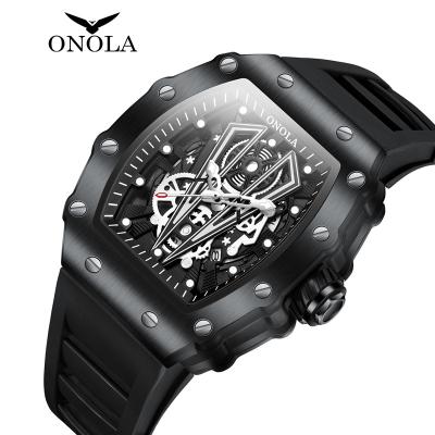 China Luxury Creative Tonneau Quartz Water Resistant ONOLA 3826 Mens Luminous Watches Men Skeleton Wrist Wristwatches for sale