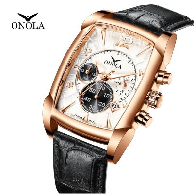 China Luxury Classic Automatic Date ONOLA 6818 Business Leather Chronograph Quartz Watches Men Wrist Sports Wristwatches for sale