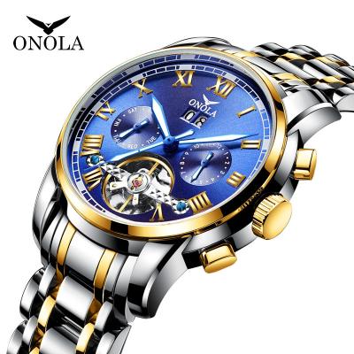 China Original Date ONOLA 6820 Steel Band Business Tourbillon Automatic Wristwatches Hollow Out Waterproof Automatic Mechanical Watch for sale