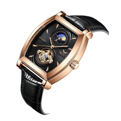 China Mens Luxury Automatic Wrist Tonneau Watches ONOLA 6830 Skeleton Tourbillon Moonphase Mechanical Wrist Watch for sale