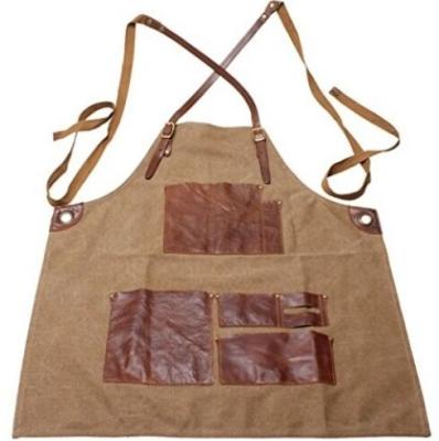 China Durable Leather Chef Canvas Kitchen Apron for sale