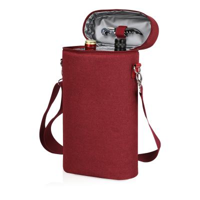 China 100% Wine Cooler Insulated Waterproof Insulated Tote Wine Bag Travel Carrier With Shoulder Strap for sale