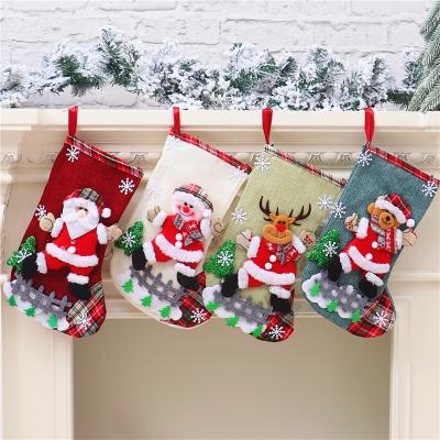 China Cloth Christmas jars Santa Claus Socks Christmas Gift Socks for kids for sale