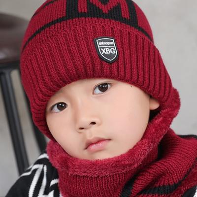 China Two-piece set JOINT Korean thickened children's woolen plush baby winter warm hat boys and girls hat for sale