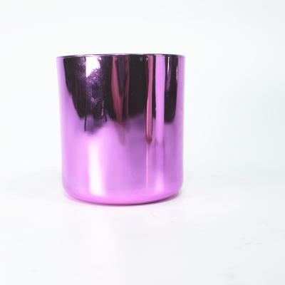 China FJ83107 Jar Candle White, Purple or Rose Gold Plated Hand Painted Luxury Glass Candle Holder Jar for sale