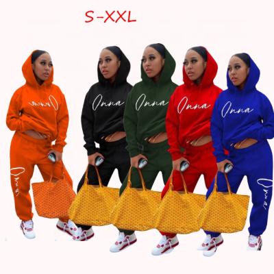 China Breathable Letter Printed Sweatshirt And Sweatpants Jogging Sportswear Casual Two Piece Pants Set Women 2 Piece Hoodie Set for sale