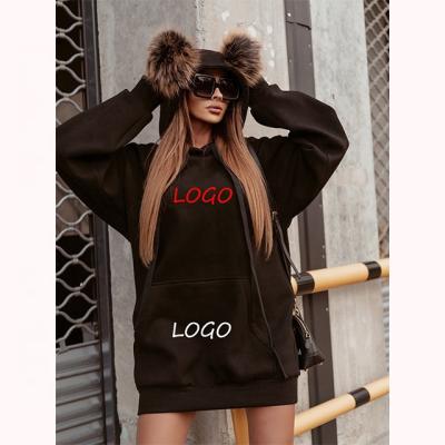 China Cheap Casual Plain Logo Embroidery Pullover Long Sleeve Breathable Spring Hoodie Sweatshirt Dress Women Dress Hooded for sale