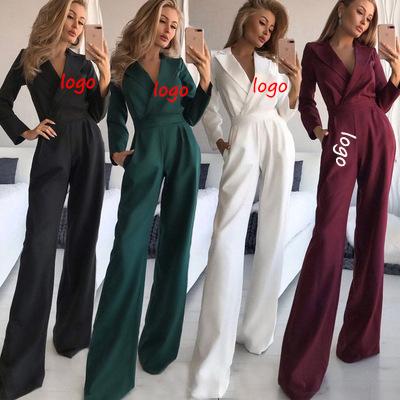 China Modern Ladies Bodycon Slim Custom One Piece Overalls Office Wear 2022 Elegant Breathable Formal Women Long Sleeve for sale