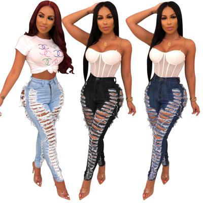 China Breathable Skinny Women's Trousers Pants Fashion Tight Ripped Jeans Denim Plus Size Denim For Woman for sale