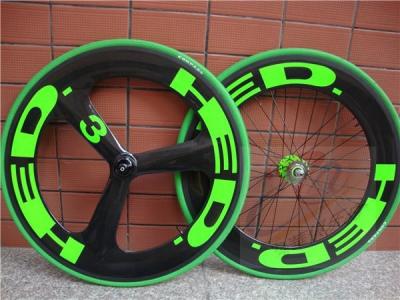 China Cheap China YOUNGFAN BIKE front tri-spokes&88rear carbon clincher wheelsets for track bike for sale