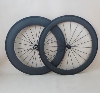 China 700C Carbon Wheelset 60mm+88mm clincher road bicycle wheel R13 Hubs and aero pillar spokes for sale