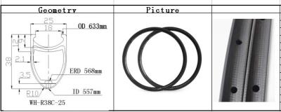 China New super light only460g OEM hot sale light weight 700C 38mm racing bike carbon rims 25mm for sale