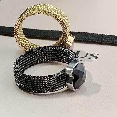 China Cute Fashion Cute High Quality Dress Jewelry 316 Stainless Steel Touses Black Stone Original Luxury Ring for sale