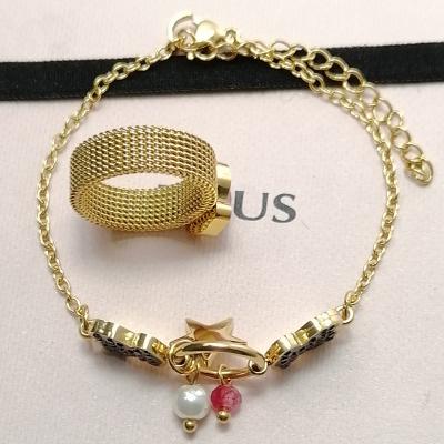 China Luxury Original Black Gem Double Bear Fashion Cute High Quality Dress Jewelry 316 Stainless Steel Touses Bracelet for sale