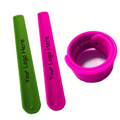 China Wholesale eco-friendly slap bracelet gift china promotion cheap logo printing silicone wrist band for sale