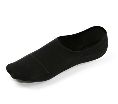 China Anti-Bacterial Anti-Slip Gel Black Bamboo No Show Socks for sale