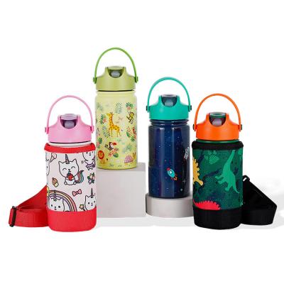 China 2024 Sustainable Hot 14OZ Insulated Stainless Steel Kids Sports Water Bottle With Bounce Lock Straw Lid for sale